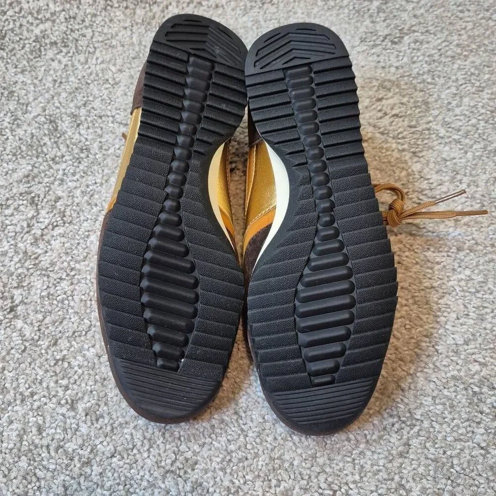 Anthropologie Jeffrey Campbell Track Star Sneakers Size 7 Brown Gold - Picture 9 of 9